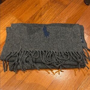 Ralph Lauren Blue Label Gray Scarf with Textured Wool and Fringe